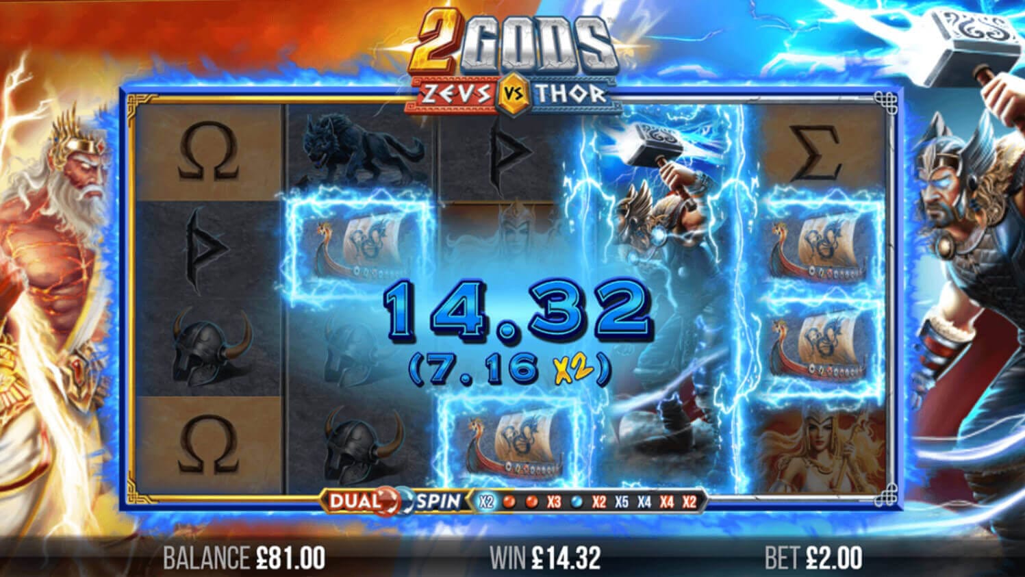 2 Gods Zeus vs Thor Slot Gameplay