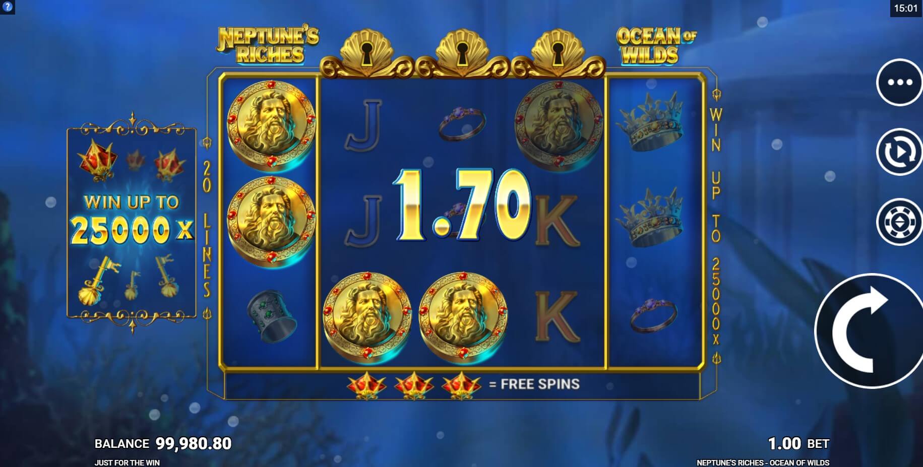 Neptune’s Riches: Ocean of Wilds Slot Gameplay