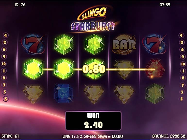 Slingo Starburst Slot Wins