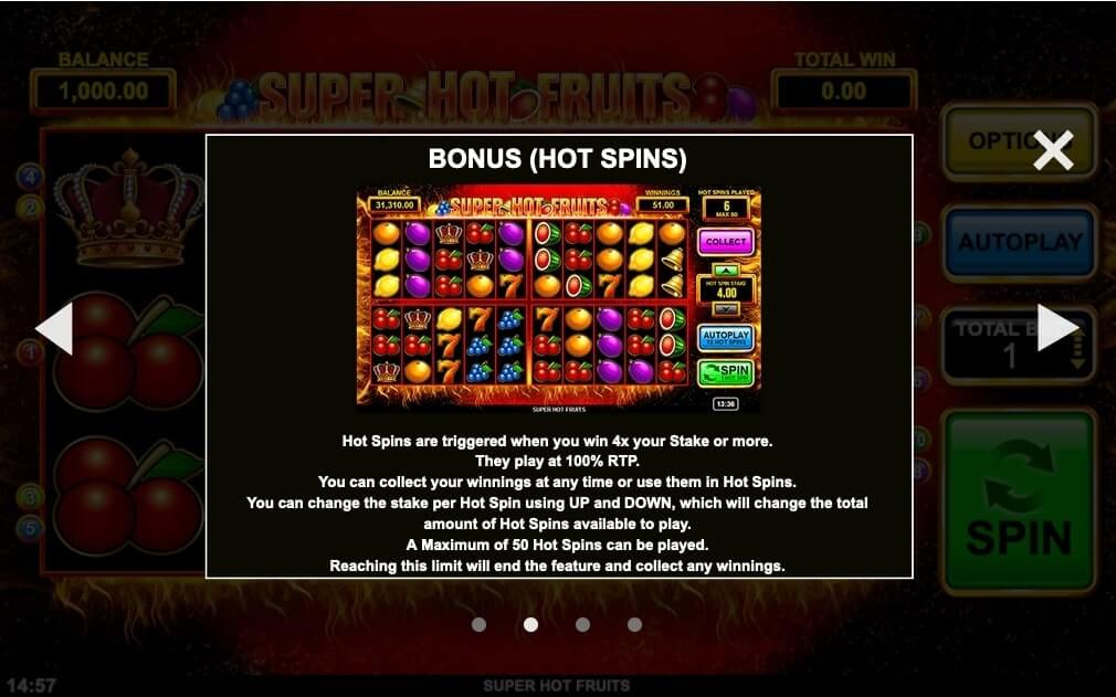 Super Hot Fruits Slot Bonuses