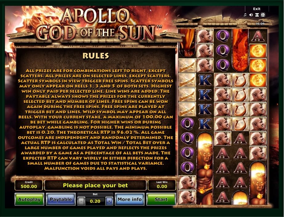 Apollo God of the Sun Slots Info