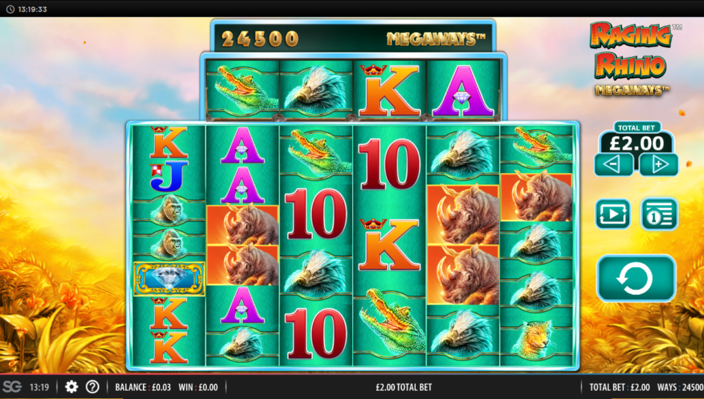 Raging Rhino MegaWays Slots Reels