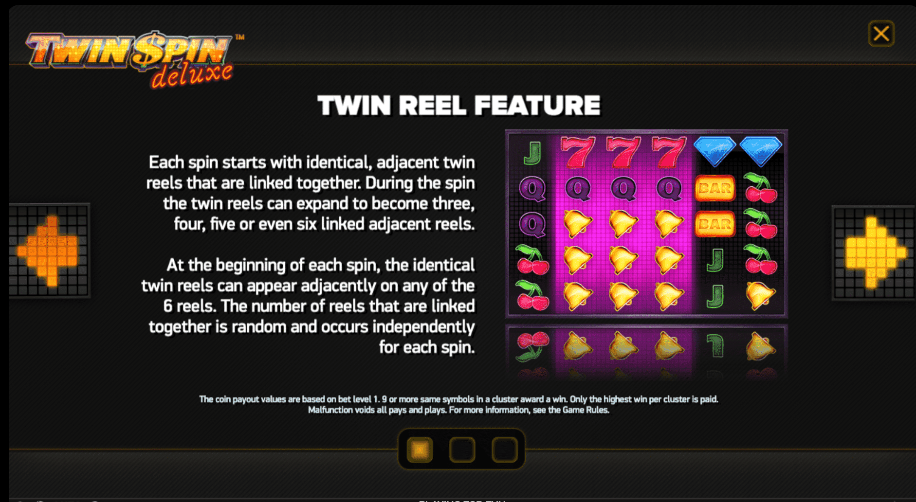 Twin Spin Deluxe Slots Bonus Features