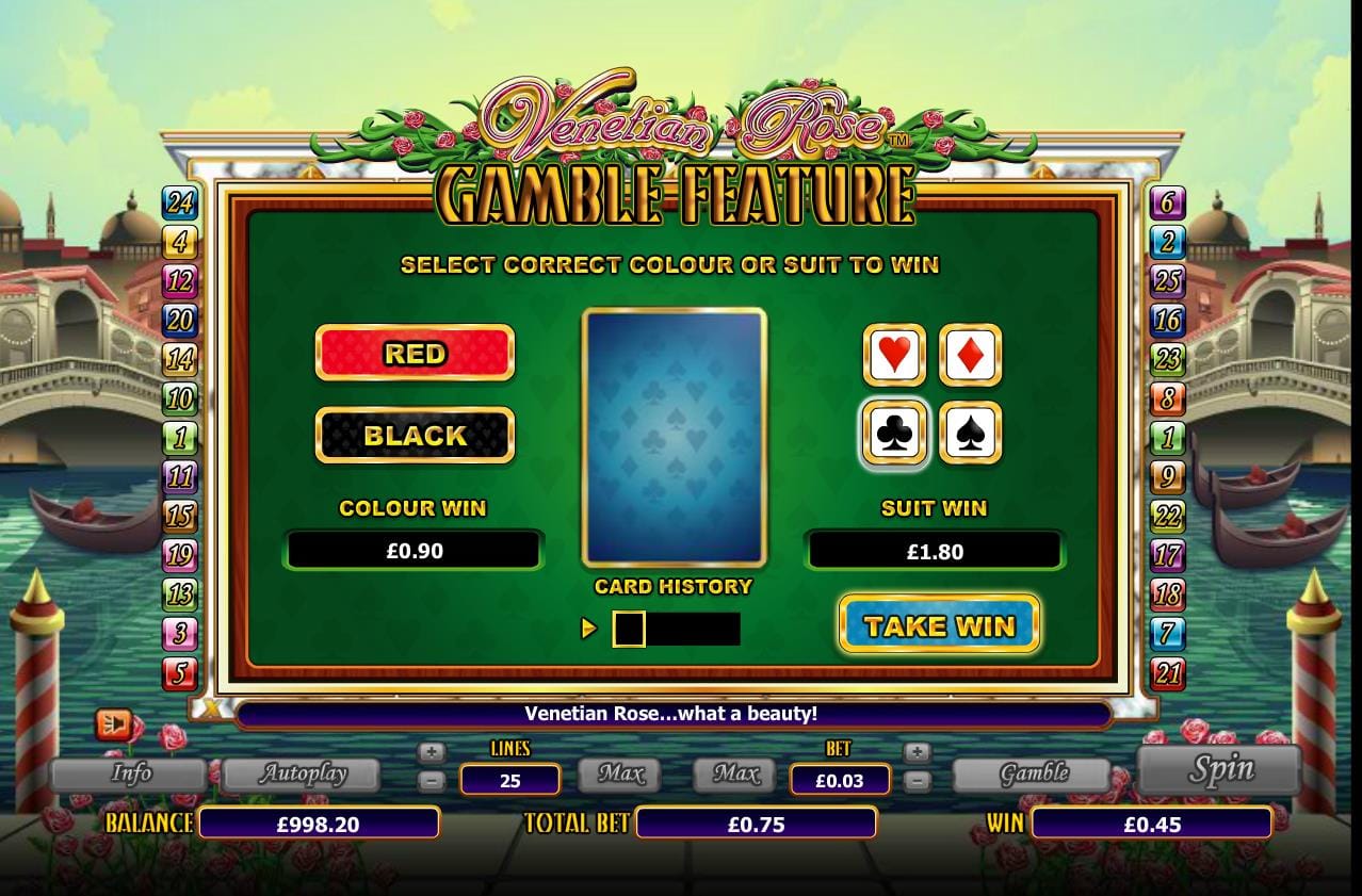 Venetian Rose Slot Bonus Game